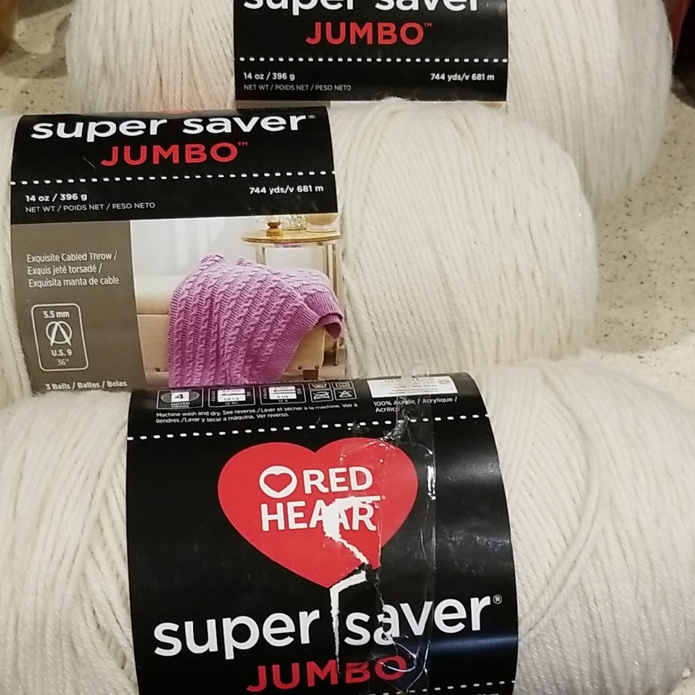 Red Heart Super Saver Jumbo Yarn in Cream